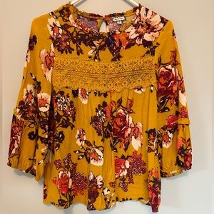 Mustard yellow floral shirt